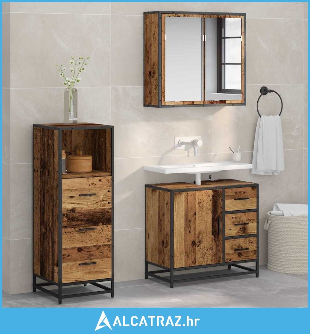Set namještaja za kupaonicu 3 pcs Staro drvo 35 x 37.5 x 100 cm - NOVO