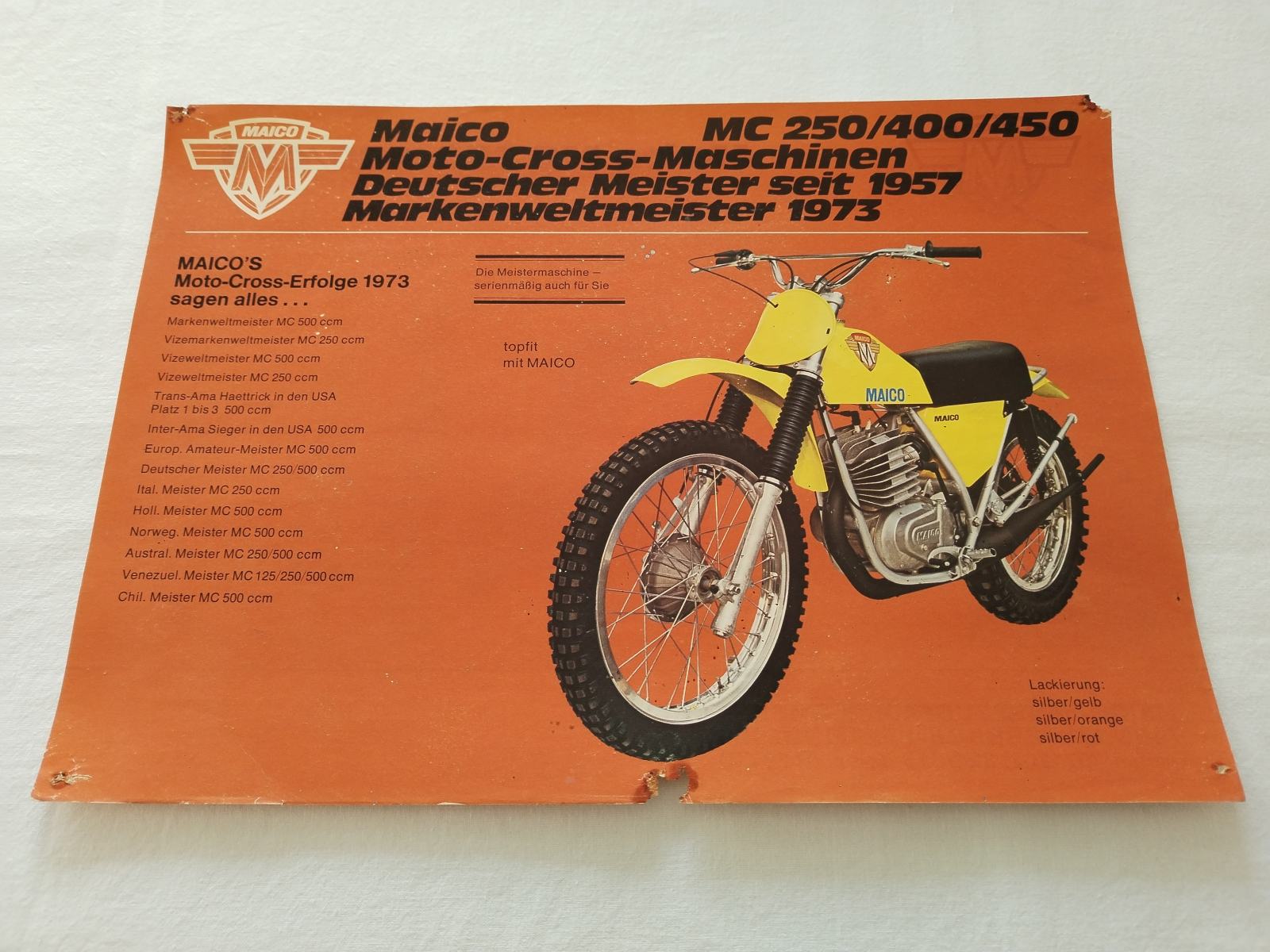 Moto Maico 250 Cross Tipo 253 - Carte D'extension Homologation ASI FMI MCTC 1981