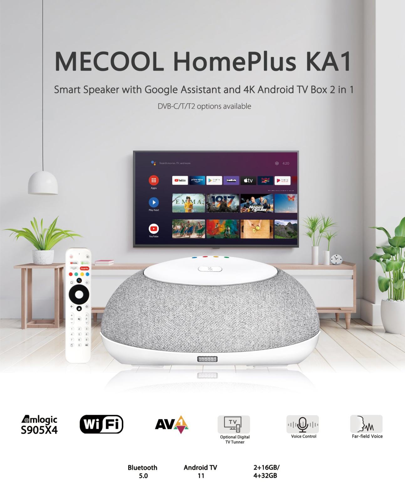 AndroidTV box + DVB-T2 prijemnik + Google Home u jednom