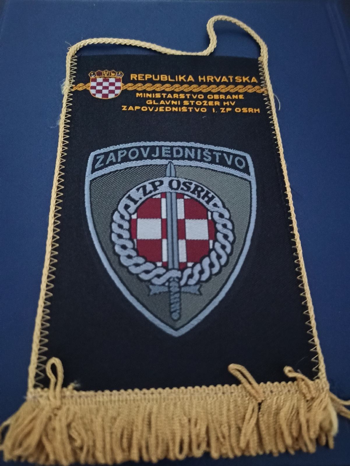 Fanion De Guerre Original - Conseil De Défense Croate HVO ZP Orašje - Bosnie