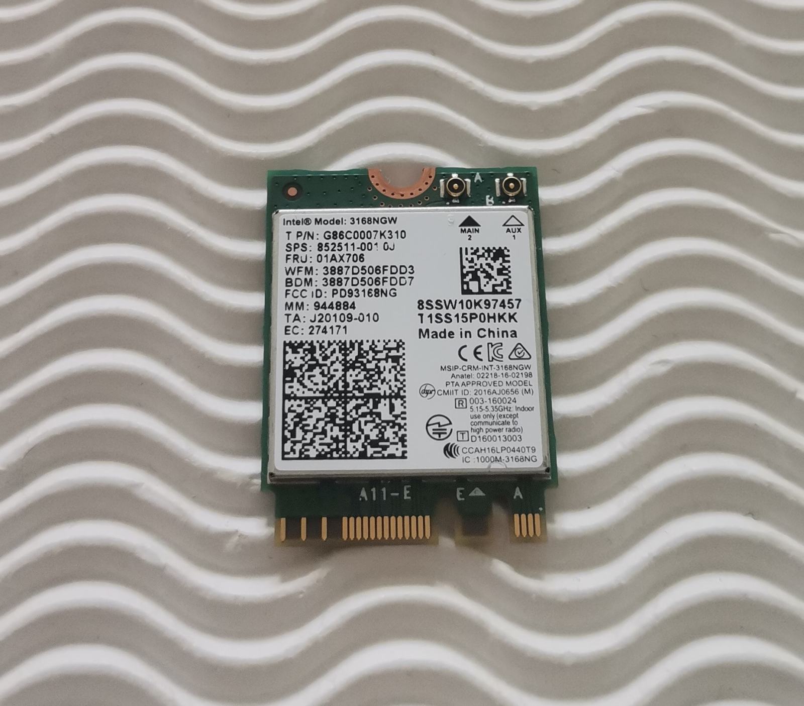 Intel Dual Band Wireless-AC 3168 Wi-Fi 5