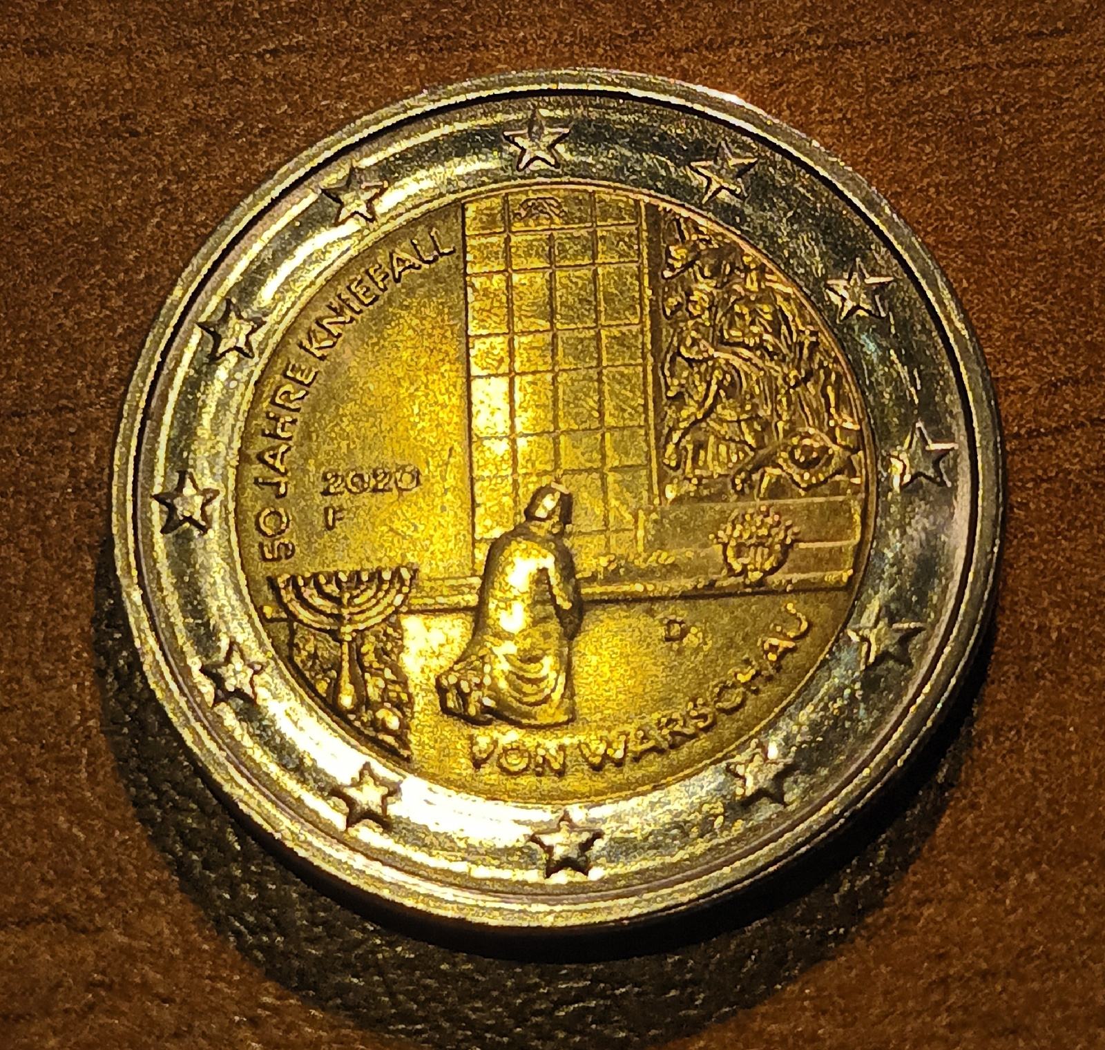 Zwei Euro Münze 50 Jahre Kniefall Warschau 2 euro, Njemačka 2020 50th Anniversary - Kniefall von Warschau
