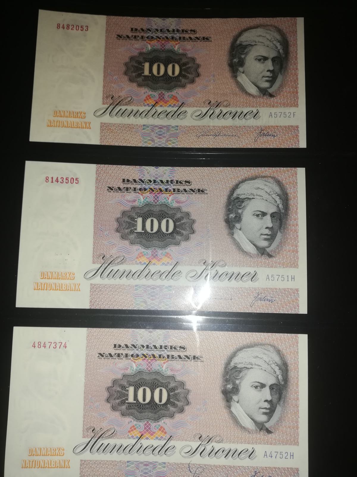 Danska 100 DKK banknote 1972 lot 3 (UNC) 1975.