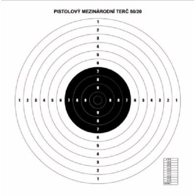 Službena meta za pištolj 50/20m (Precizno/Brzo) – Pakiranje 10 kom