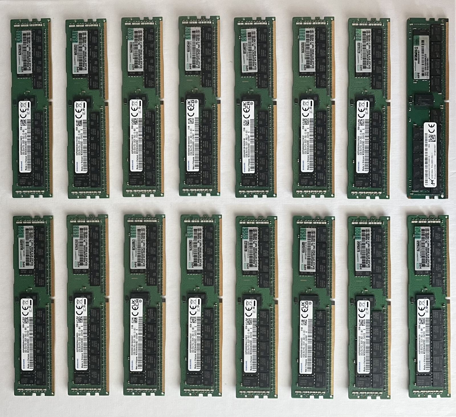 Rabljeni Samsung / HPE 32GB DDR4 ECC Reg RAM PC4-2933Y 16 kom / 512GB