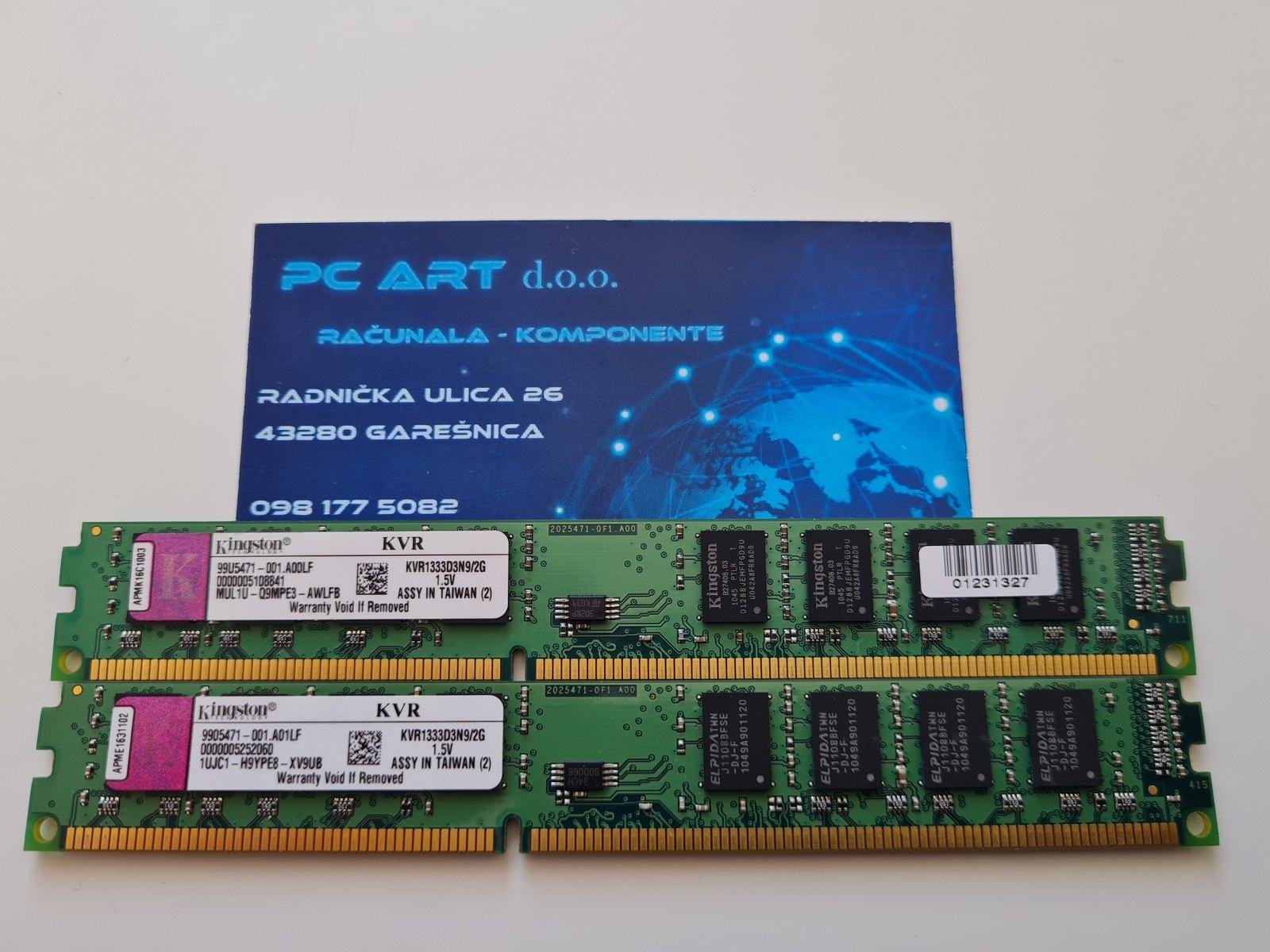 Kingston KVR1333D3N9/2G 4GB (2x2GB) DDR3,2Rx8, PC3 10600, 1333 MHz