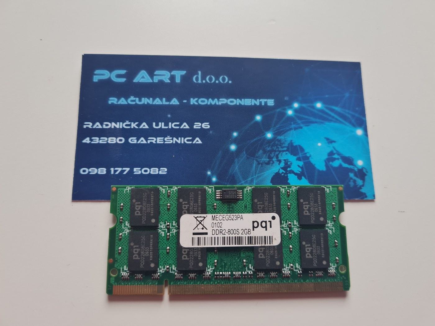 PQi 2GB DDR2, PC2 2Rx8 6400S, 800 MHz, SODIMM, Račun/R1/ Jamstvo