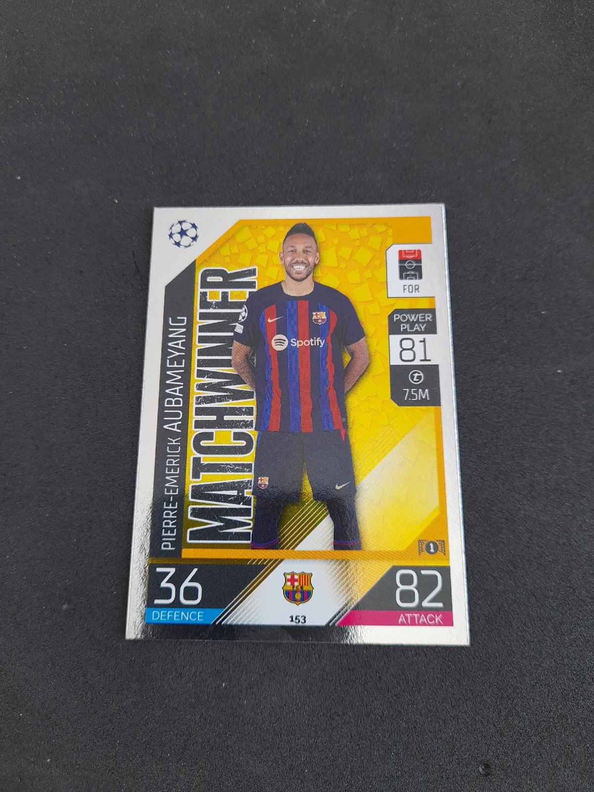 Carte Topps Match Attax 101 - Aubameyang W32 Étoile Mondiale - Arsenal 2019/20