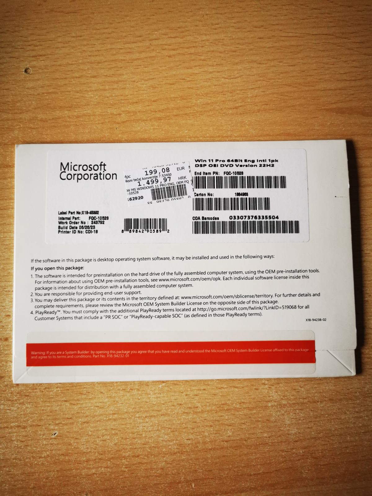 DSP Windows 11 Pro Eng 64-bit, FQC-10528