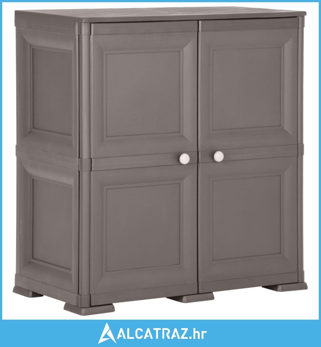 Plastični ormarić 79 x 43 x 85,5 cm drveni dizajn sivi - NOVO