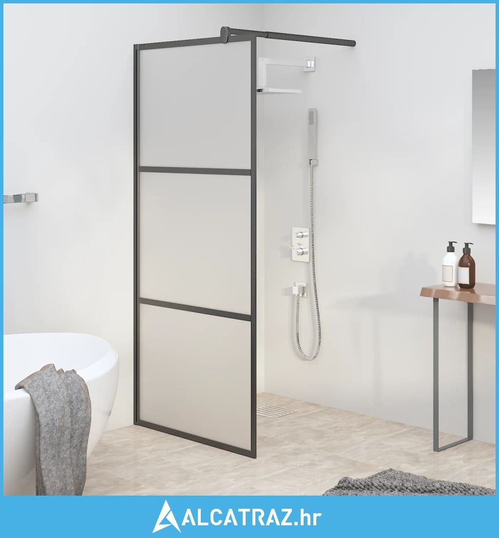 Pregrada Pregrada za tuš 90 x 195 cm s mutnim staklom ESG crna - NOVO