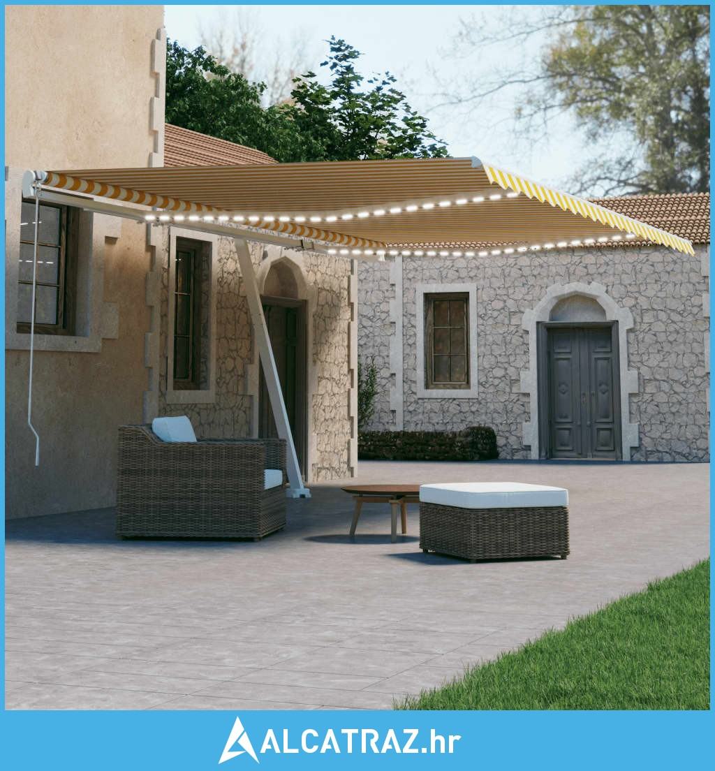 Automatska tenda sa senzorom LED 600 x 300 cm žuto-bijela - NOVO