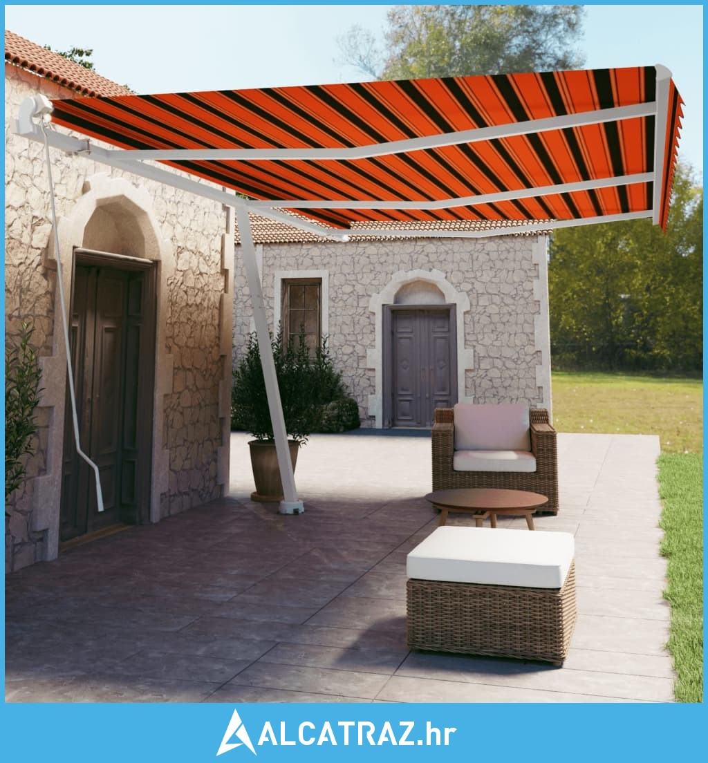 Samostojeća tenda ručno uvlačenje 600 x 350 cm narančasto-smeđa - NOVO