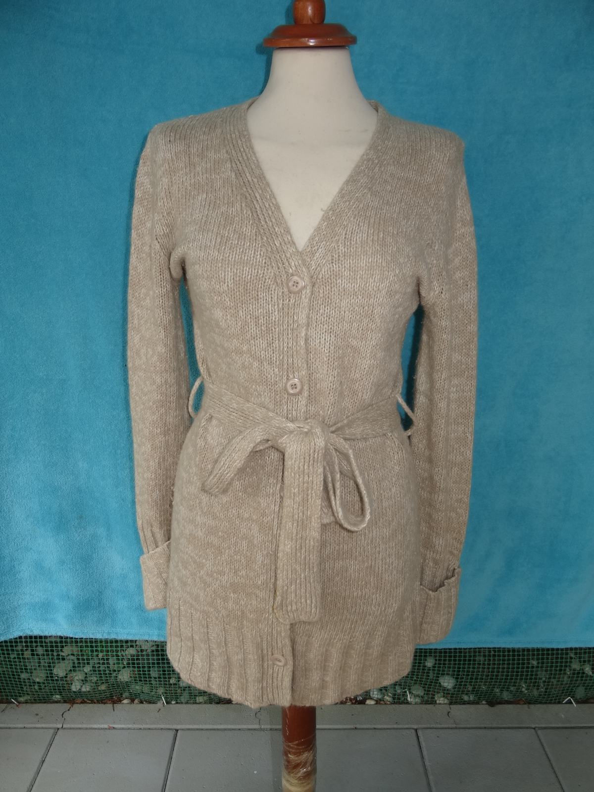 Veste Blazer HENNES Taille 36 Beige Camel Effet Peau De Pêche - Occasion Très Bon état