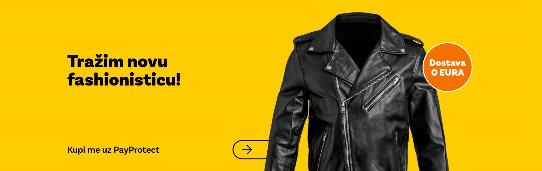 Crna kozna jakna na zutoj podlozi